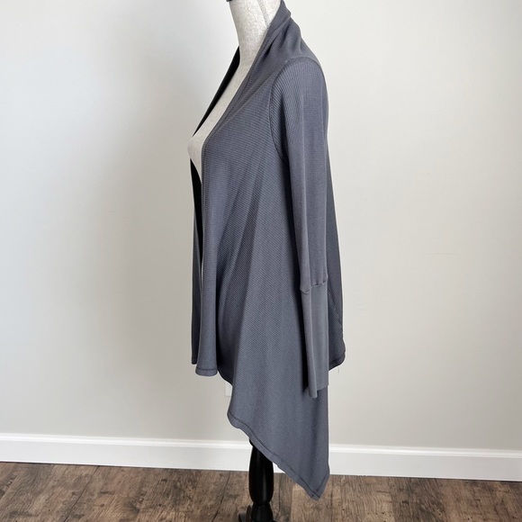 Long Sleeve Thermal Waffle Knit Handkerchief Cardigan Sweater Top Grey Small - Picture 10 of 13